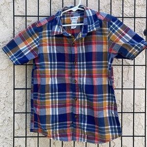 Carters boys short sleeve button plaid shirt size 8/8A